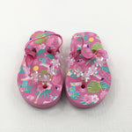 Flowers & Birds Pink Flip Flops - Girls - Shoe Size 4