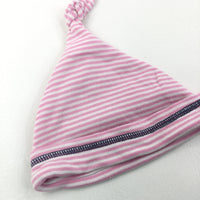 Pink & White Stripe Hat - Girls 0-3 Months