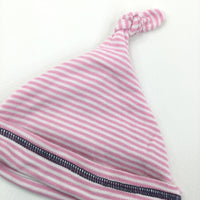 Pink & White Stripe Hat - Girls 0-3 Months