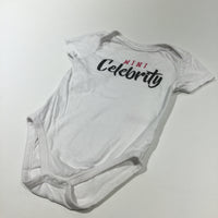 'Mini Celebrity' White Short Sleeve Bodysuit - Girls 9-12 Months