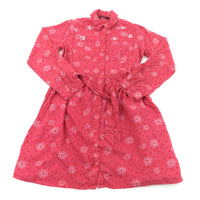 Pink & Red Long Sleeve Shirt Dress - Girls 9-10 Years