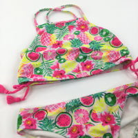 Fruit & Flowers Colourful Bikini Set - Girls 8-9 Years