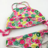 Fruit & Flowers Colourful Bikini Set - Girls 8-9 Years