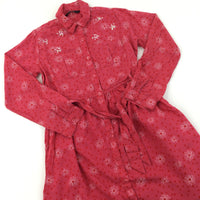 Pink & Red Long Sleeve Shirt Dress - Girls 9-10 Years