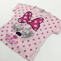 Sparkly Shades Minnie Mouse Pink Spotty T-Shirt - Girls 3 Years