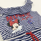 'Minnie A La Plage' Minnie Mouse Navy & White Striped Jersey Playsuit - Girls 3 Years