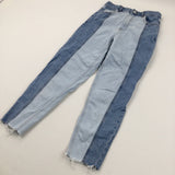 Two Tone Denim Jeans With Adjustable Waist - Girls 12-13 Years