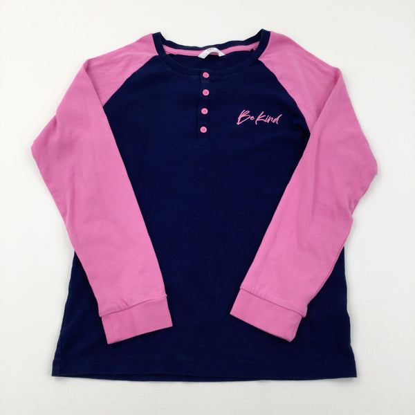 'Be Kind' Navy & Pink Long Sleeve Top - Girls 12-13 Years