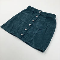 Teal Cord Skirt With Adjustable Waist - Girls 13 Years