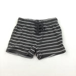 Grey & White Striped Lightweight Jersey Shorts - Boys/Girls 0-3 Months