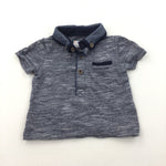 Navy & White Striped Polo Shirt - Boys 0-3 Months