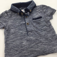 Navy & White Striped Polo Shirt - Boys 0-3 Months