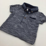 Navy & White Striped Polo Shirt - Boys 0-3 Months