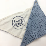 'Happy & Hungry' Set of Two Blue & Cream Dribble Bibs - Boys 0-3 Months