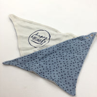 'Happy & Hungry' Set of Two Blue & Cream Dribble Bibs - Boys 0-3 Months