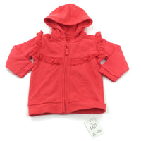 **NEW** Flowery Coral Zip Up Hoodie - Girls 3-6 Months