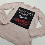'Don’t Take Candy From Monsters' Glittery Pink Long Sleeve Top - Girls 8-10 Years