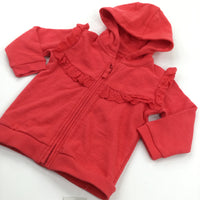 **NEW** Flowery Coral Zip Up Hoodie - Girls 3-6 Months