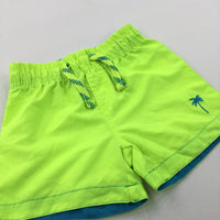 Palm Tree Embroidered Bright Yellow Shell Shorts - Boys 12-18 Months