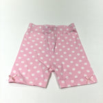 Pink & White Spotty Lightweight Jersey Shorts with Bow Hems - Girls 6-9 Months