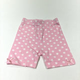 Pink & White Spotty Lightweight Jersey Shorts with Bow Hems - Girls 6-9 Months