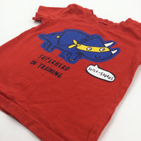 'Superhero In Training' Dinosaur Blue & Red T-Shirt - Boys 9-12 Months