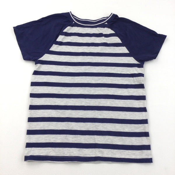Grey & Navy Stripe T-Shirt - Boys 11 Years