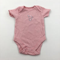 'Love' Rabbit Dusky Pink Short Sleeve Bodysuit - Girls 0-3 Months