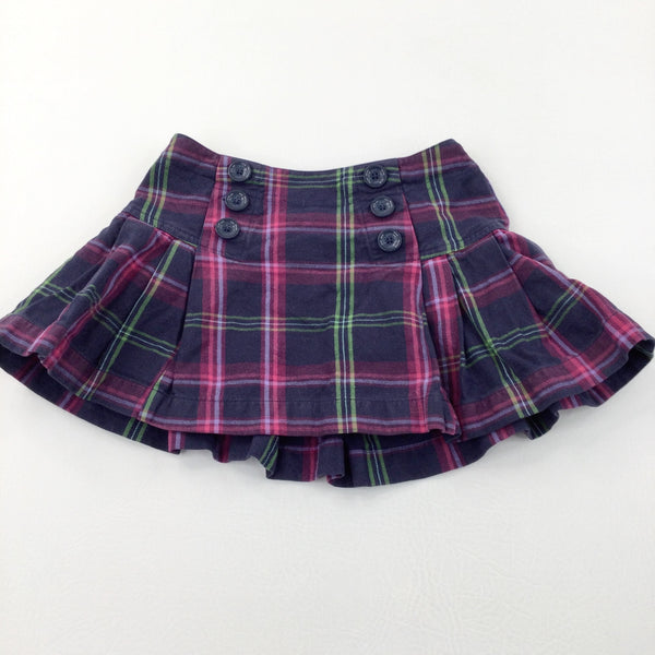 Pink & Navy Checked Cotton Skirt - Girls 5 Years