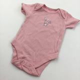 'Love' Rabbit Dusky Pink Short Sleeve Bodysuit - Girls 0-3 Months