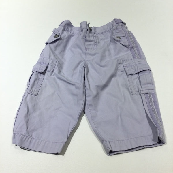 Lilac Cotton Cargo Trousers - Girls 6-9 Months