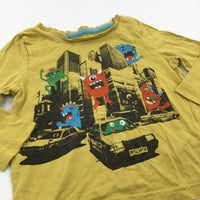 Monsters Scene Yellow Top - Boys 9-12 Months