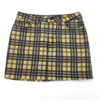 Yellow, Black & White Check Skirt - Girls 11 Years