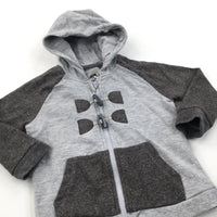 Grey & Brown Lightweight Zip Up Hoodie Sweatshirt - Boys 18-24 Months