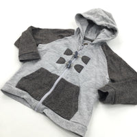 Grey & Brown Lightweight Zip Up Hoodie Sweatshirt - Boys 18-24 Months
