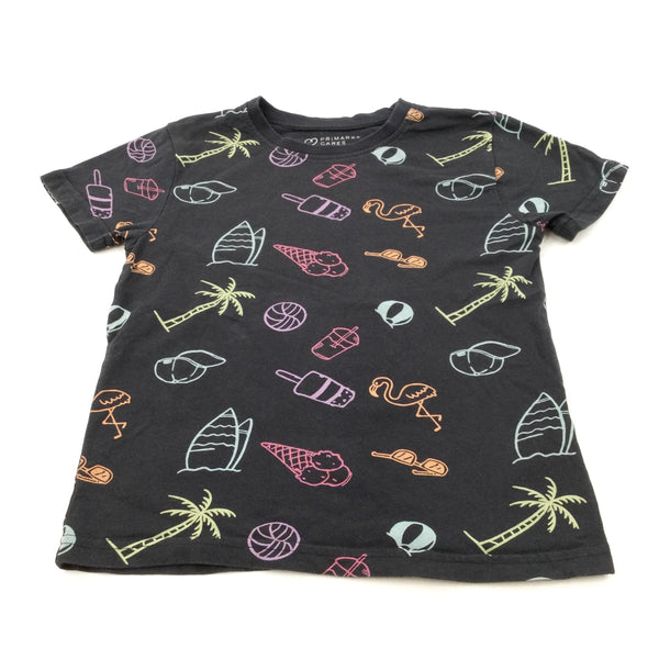 Ice Creams & Beach Scenes Navy T-Shirt - Boys 5-6 Years