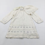 **NEW** Sparkly Cream Knitted Dress with Matching Dress - Girls 9-12 Months