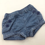Anchor Buttons Light Blue Lightweight Denim Shorts - Girls 3-6 Months