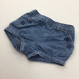 Anchor Buttons Light Blue Lightweight Denim Shorts - Girls 3-6 Months