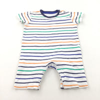 Colourful Stripes White & Navy Jersey Romper - Boys 9-12 Months