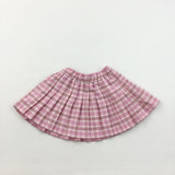 Checked Pink, White & Blue Skirt - Girls 6-12 Months