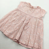 Flowers & Birds Pale Pink & White Lightweight Jersey Dress - Girls 3-6 Months