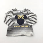'Minnie Mouse' Black & Grey Long Sleeve Top - Girls 6-9 Months