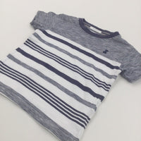 Dog Motif Navy & White Striped T-Shirt - Boys 2-3 Years