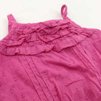 Spotty Textured Pink Sleeveless Cotton Blouse - Girls 9-12 Months