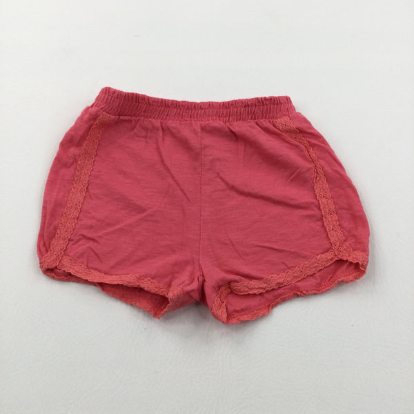 Coral Pink Lightweight Jersey Shorts - Girls 18-24 Months