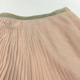 Peach Pleated Chiffon Skirt with Sparkly Gold Waistband - Girls 9-12 Months