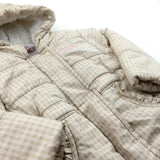 Patterned White & Beige Thick Coat - Girls 6-9 Months