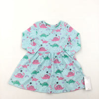 **NEW** 'Whoo Hoo' Dinosaur Colourful Blue Long Sleeve Top - Girls 6-9 Months
