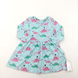 **NEW** 'Whoo Hoo' Dinosaur Colourful Blue Long Sleeve Top - Girls 6-9 Months